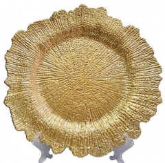 Cheap Wholesale Gold Reef Plastic Plate Charger For Wedding Dinner