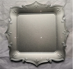 Square Silver Gold Pink Plastic Charger Plate For Wedding Dinner