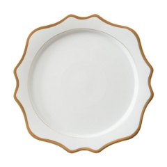 Gold Rimmed Ceramic Porcelain Charger Plates Set of 4pcs For Wedding