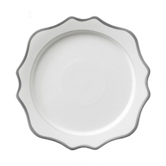 Silver Rimmed Ceramic Porcelain Charger Plates Set of 4pcs For Wedding