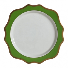 Green Rimmed Ceramic Porcelain Charger Plates Set Of 4pcs For Wedding