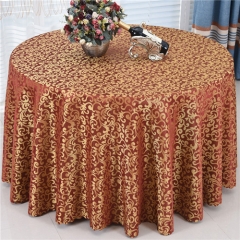 Round Polyester Jacquard Damask Table Cloth For Wedding Party