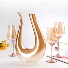 Crystal Gold Amber Multicolored luster Decanter Glass Set