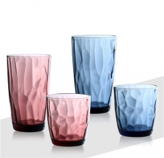 Blue Purple Colored Engraved Glass Tea Tumbler Cup