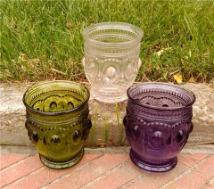Popular Colored Glass Dof Water Cup Embossed Wine Glass
