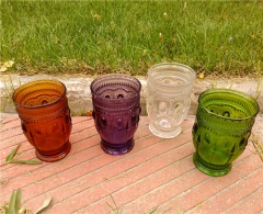 Most Popular Multiple Color Glass Water Cup Embossed Wine Glass