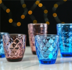 Wedding Usage Multiple Color Glass Water Cup Embossed Wine Glass