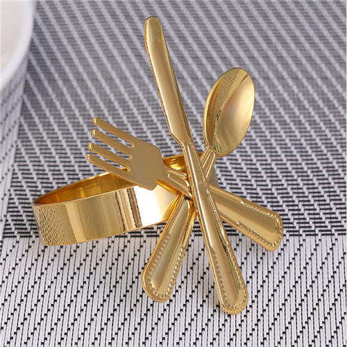 Factory Direct Supply Colored Metal Cutlery Shape Napkin Rings