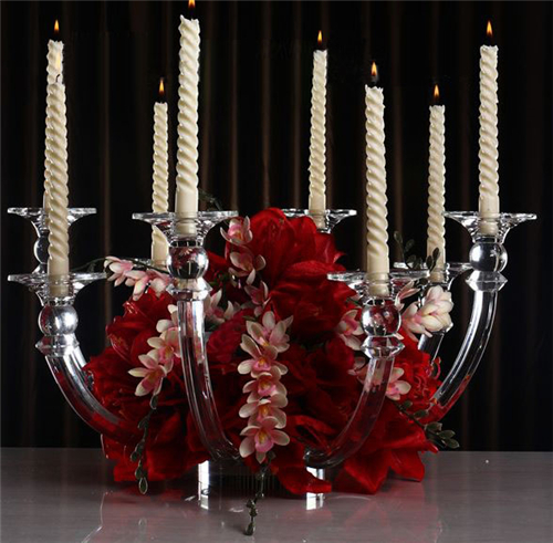 Table Centerpiece Crystal Wedding Candelabra With Flower Bowl 8 Arms