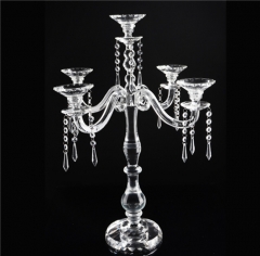 5 Holders Tall Candlestick Crystal Table Candelabra Wedding Centerpiece