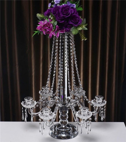 Crystal Candle Holder With Hanging Crystal Wedding Centerpieces On Sell