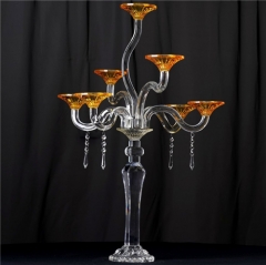 Luxury Design 7 Arms Gold Flower Bowl Candelabra Crystal For wedding Decoration