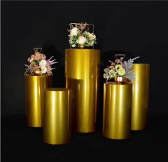 Event Decoration Gold Colorful Wedding Round Metal Plinths Flower Stand