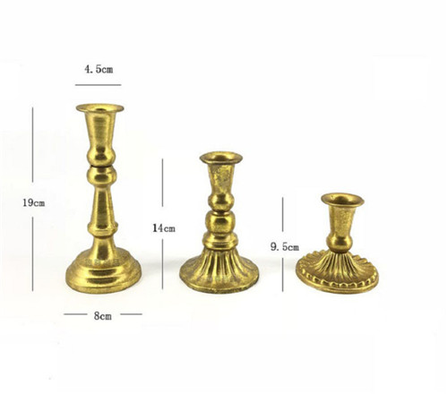 Classic Antique Brass Metal Candle Holders For Wedding Decoration