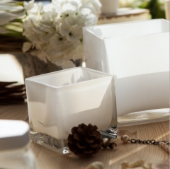 Wholesale White Black Silver Colored Square Glass Candle Jar