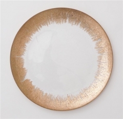 Rose Gold Rimmed Glass Wedding Charger Plate On Wholesale