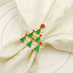 Eco-friendly Metal Christmas Tree Colored Napkin Rings Holder
