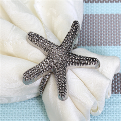Sea Star Napkin Rings For Table Settings With Rhinestones