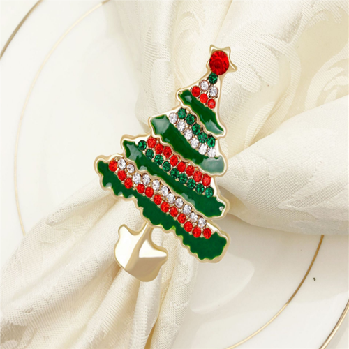 Wholesale Enamel Christmas Tree Shaped Napkin Ring Holder