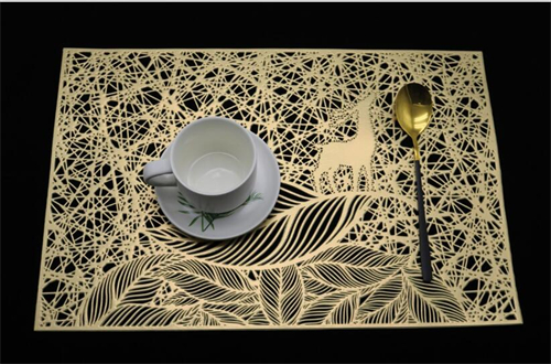 Customized Rectangle Shaped Gold Silver Colored Table Mat