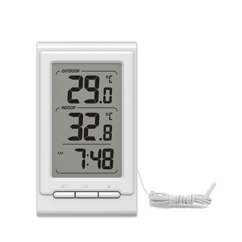 In&outdoor Thermometer Clock with Probe