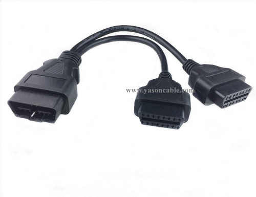 24awg OBD2 OBD II Splitter Y Cable J1962 16 Pin Male to Dual 2pcs  Female Adapter 30cm/1ft