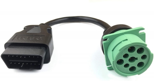 Type 2 Green J1939 9pin to obd2 Male Cable for Truck ELD GPS