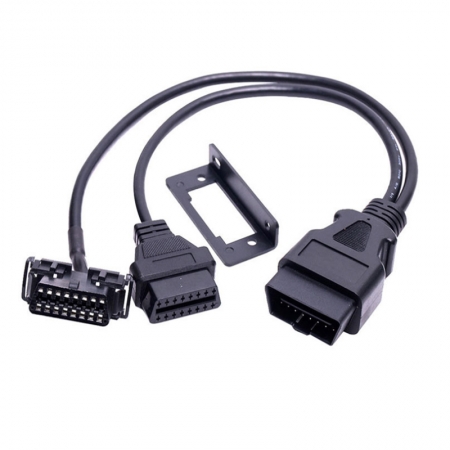 Universal 16pin Male to Female Adapter OBD 2 Splitter Y Cable with Underdash Bracket for GPS Tracking Device