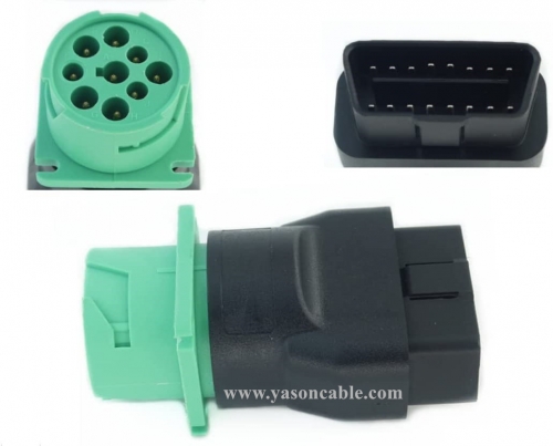 OBD2 Male to Green J1939 Female Adapter