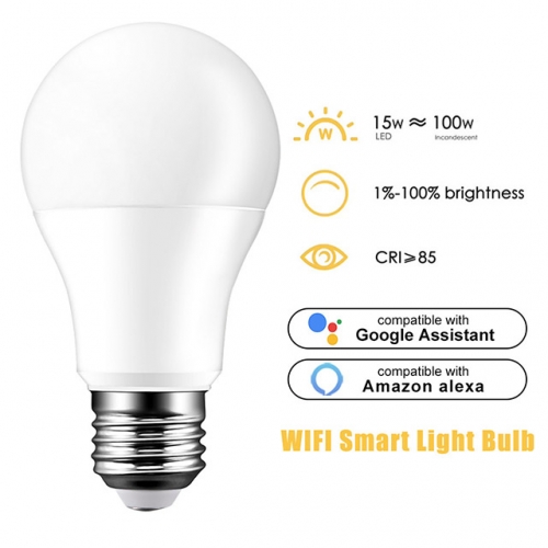 15W AC100-240V E27/B22/E14 Wifi Dimmable LED Globe Bulb Light Lamp Alexa Google Home Voice Control