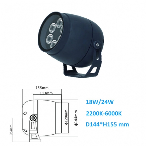 18W / 24W AC100-240V / DC24V anti-éblouissement rond LED Projecteur extérieur Spot Luminaires IP65