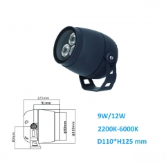 9W/12W AC100-240V/DC24V anti-glare Round LED Floodlight Outdoor Spot Luminaires IP65