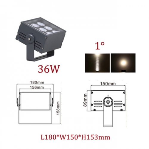 36W AC100-240V CREE LED Floodlight Narrow Beam Spot Outdoor Luminaires 1 Degree IP65