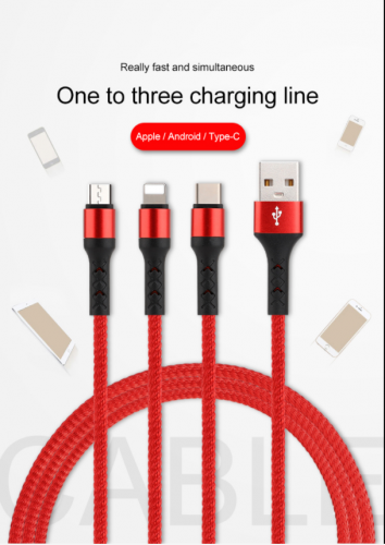 3 in 1 USB Cable for Mobile Phone 3A Micro USB Type C Charger Cable for Huawei iPhone 11 pro XR XS Max X Fast Data Charging Cord