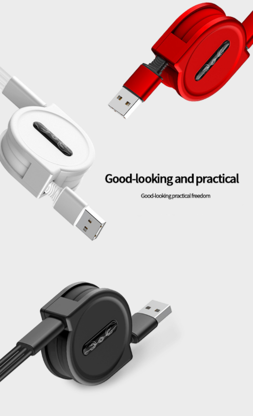120cm 3 In 1 USB Charge Cable for iPhone & Micro USB & USB C Cable Retractable Portable Charging Cable For Iphone X 8 Sam