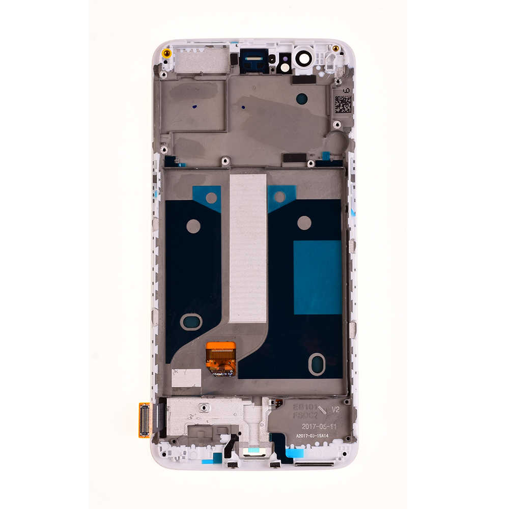 Para el ensamblaje del digitalizador de pantalla táctil y pantalla OLED OnePlus 5 con reemplazo de marco - Blanco