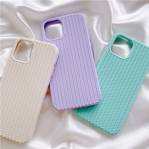 For iPhone 12 Case and iPhone 12 Pro,Knitted striped siliconer Full Body, Protective Shockproof phone Cases