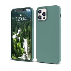 Para la funda del iPhone 12 y el iPhone 12 Pro, silicona líquida delgada, tela de microfibra de seda, cuerpo completo de goma de gel, fundas protectoras para teléfonos a prueba de golpes