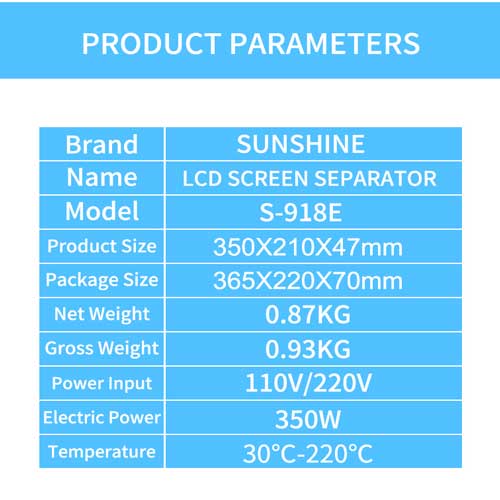 SUNSHINE S-918E LCD Blue Screen Splitter Heating Stage Separator Pad