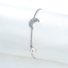 Moon Shape with Pearl Bracelet