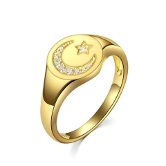Gold Color Star Moon Ring