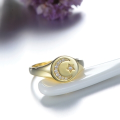 Gold Color Star Moon Ring