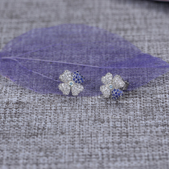 Purple White Color Four Leaf Clover Studs