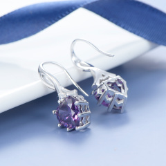 February birthstone heart earrings