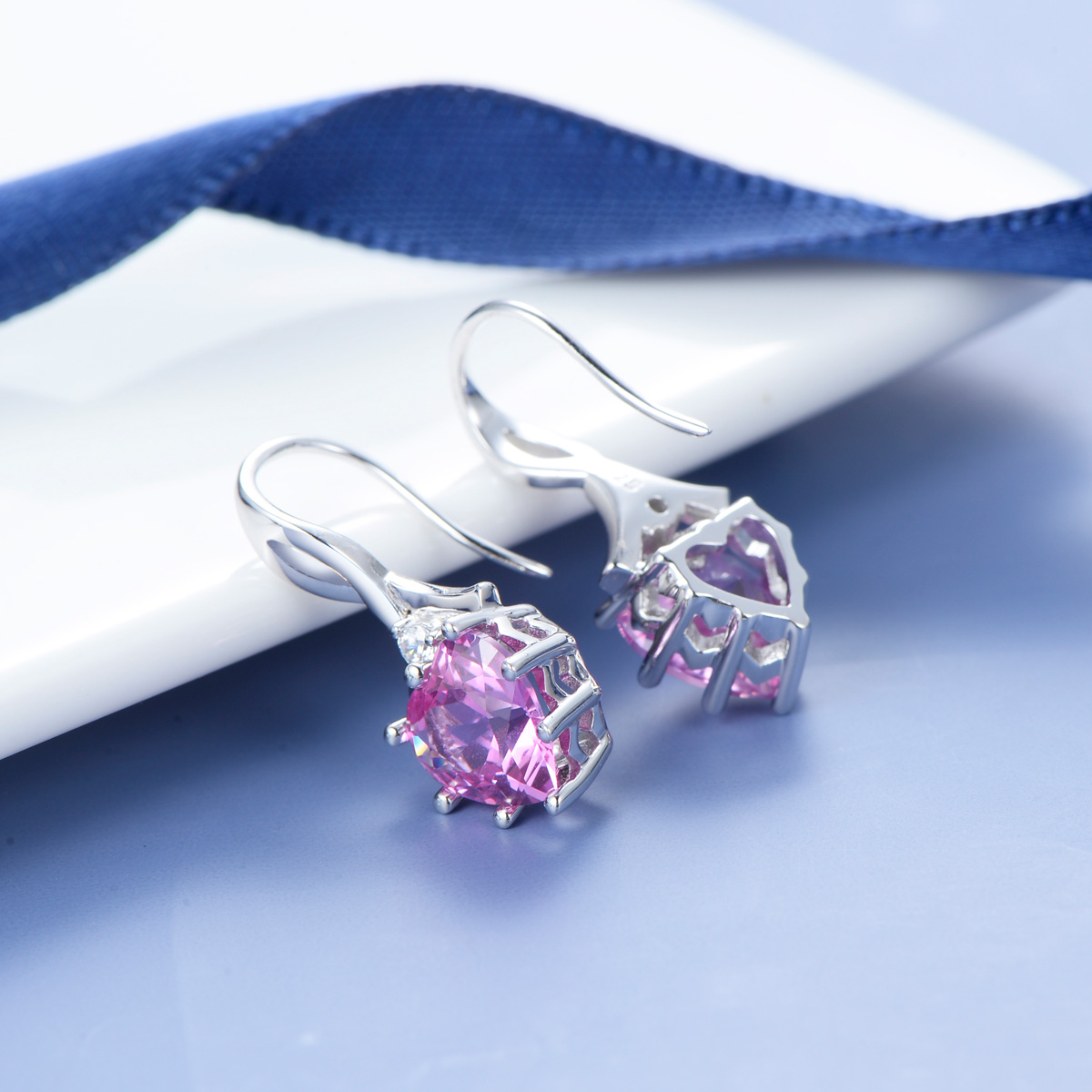 October birthstone heart earrings