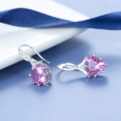 October birthstone heart earrings