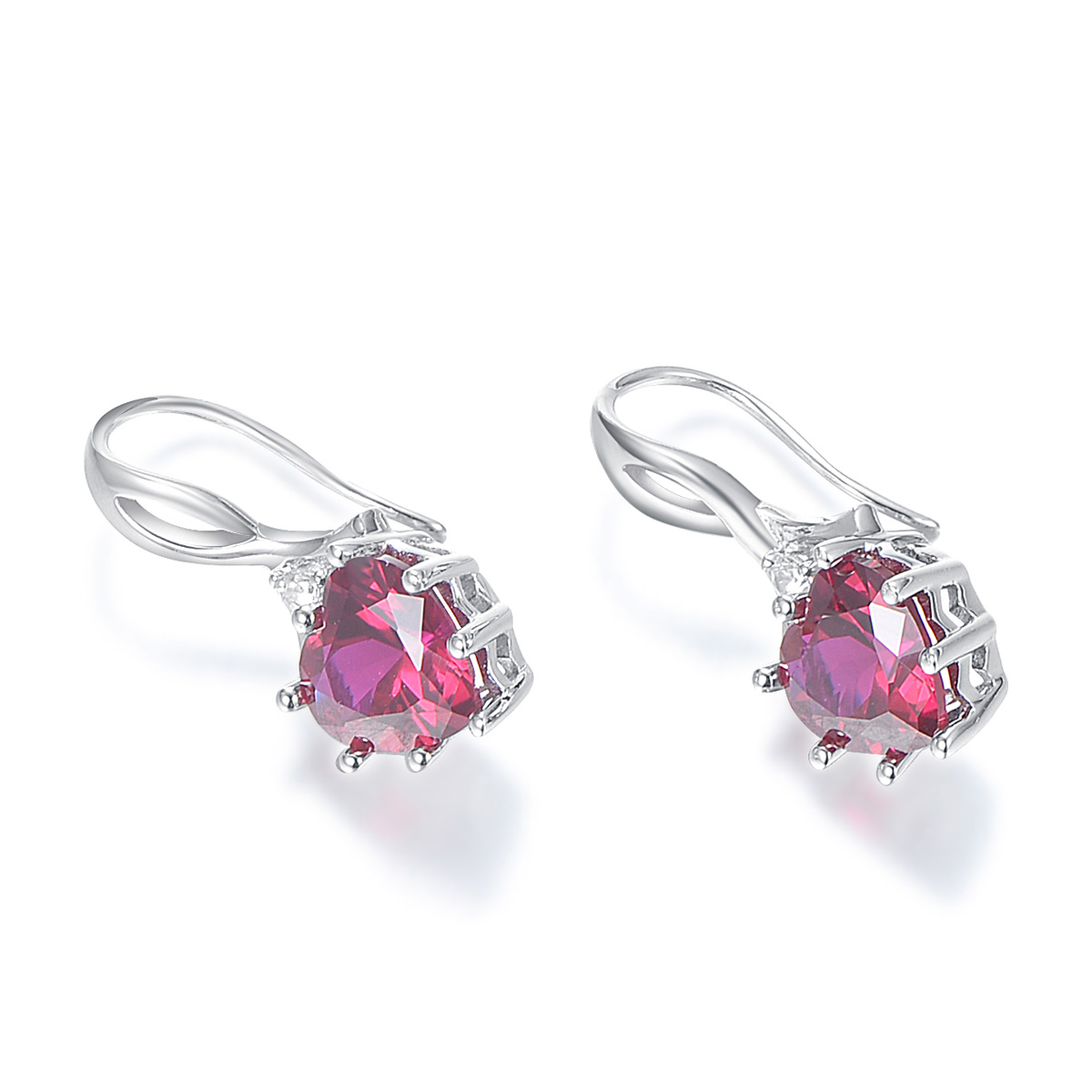 July birthstone heart earrings