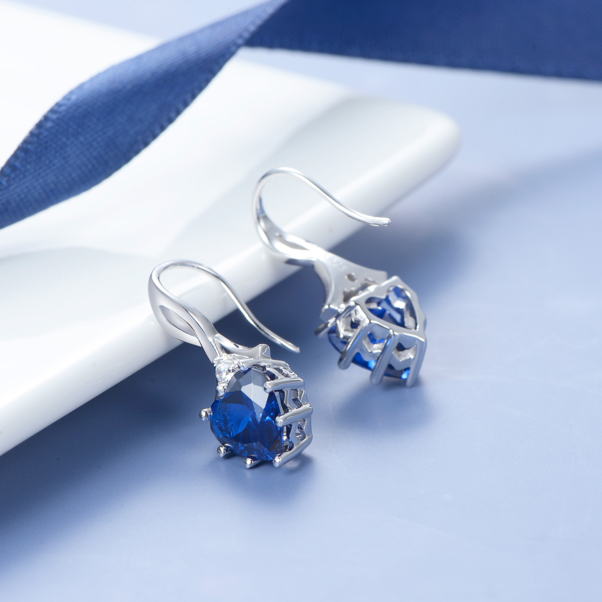 September birthstone heart earrings