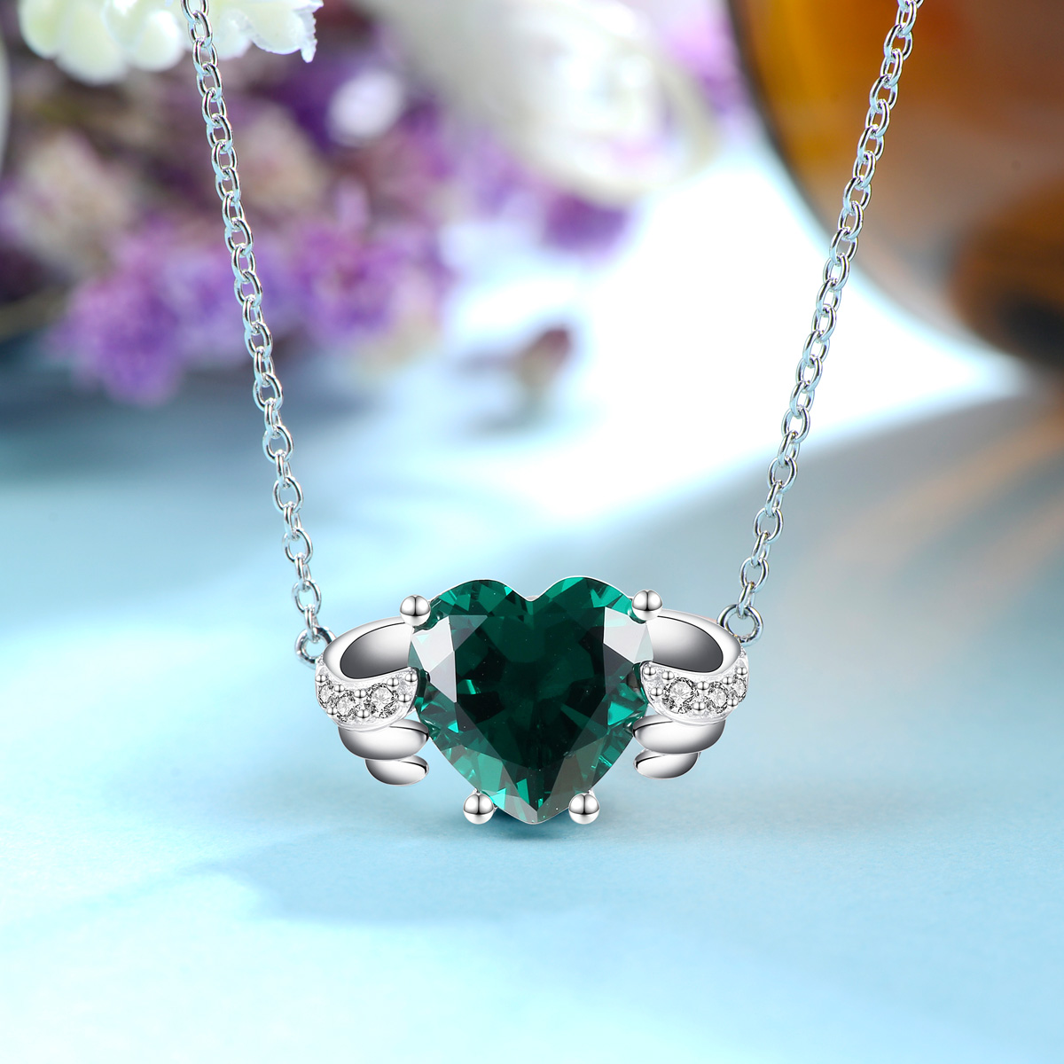 May. birthstone heart necklace