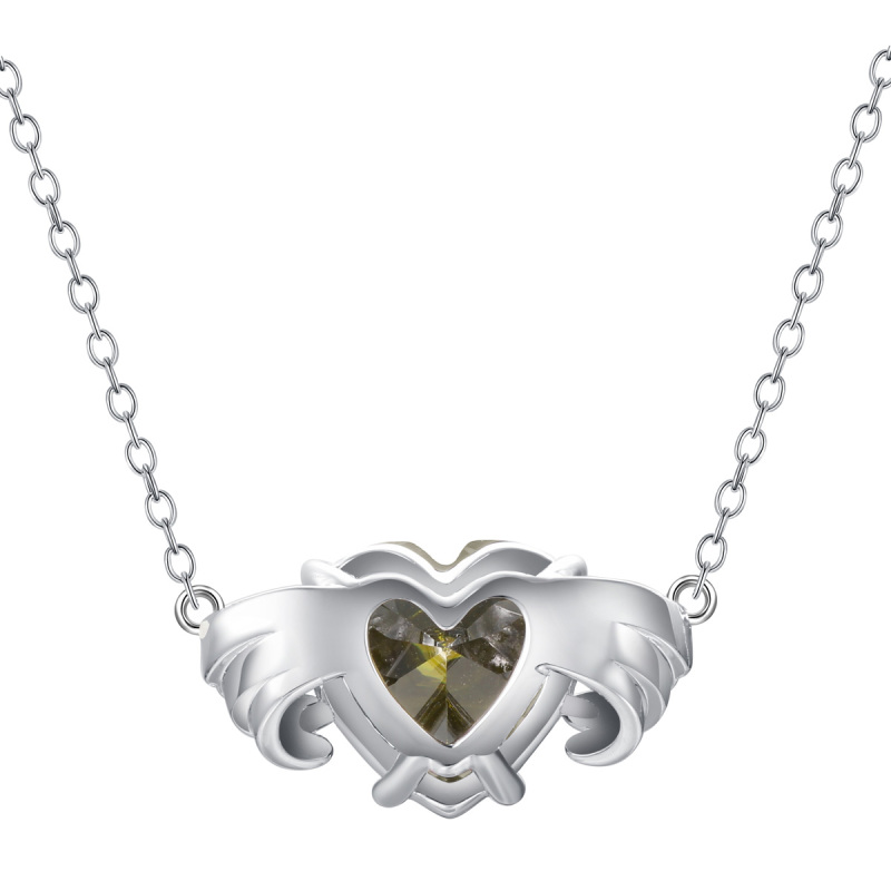 Aug. birthstone heart necklace